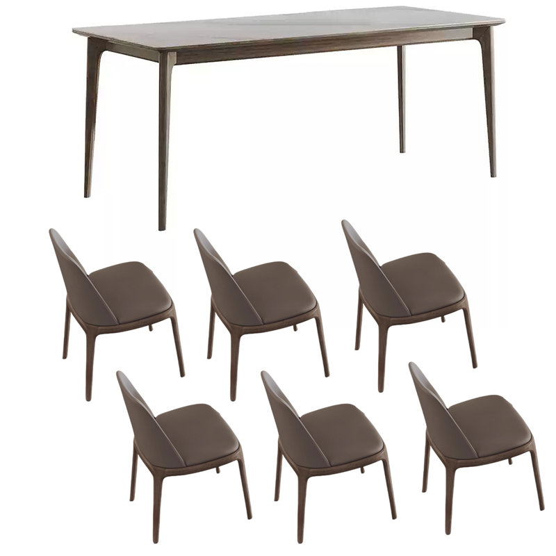 Italian-style rectangular rock plate dining table, 29.53"H x 70.87"L x 35.43"W