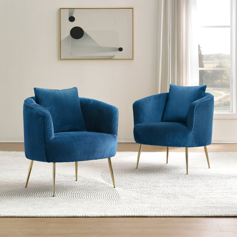 Chrystina 28.74'' Wide Tufted Velvet arm chair, Blue Velvet