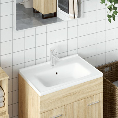 Belfry Bathroom Stonebrook 48mm W White Ceramic Rectangular Sink with Overflow