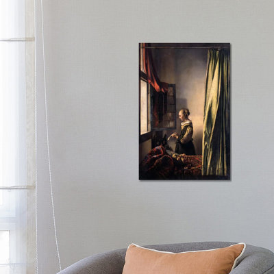 Girl Reading A Letter At An Open Window by Johannes Vermeer - Wrapped Canvas Painting