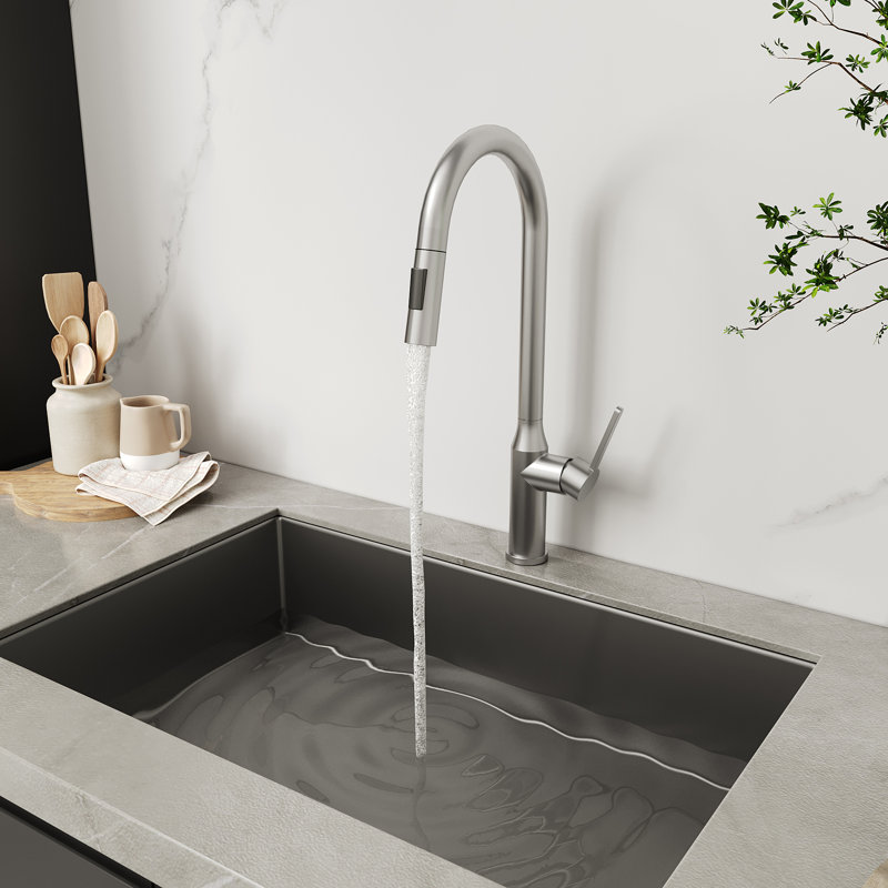 Hannah Finished 18.83" CUPC Certified Pull-down Kitchen Faucet, Brushed Nickel
