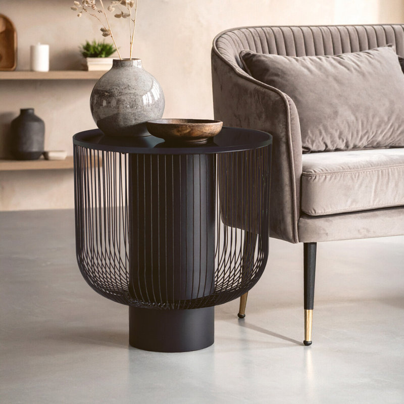 Cockrell Glass Top Drum End Table