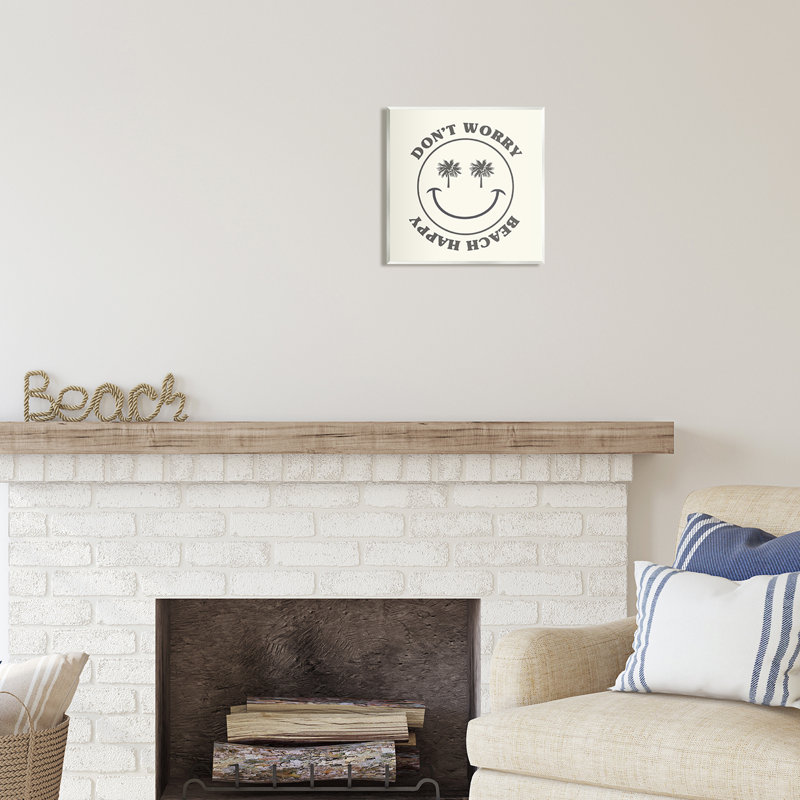 Au-507, estampe numérique «Don't W inquiet Beach Happy Smile» par Lil 'Rue, impression, L 12 po x H 12 po x P 0,5 po, Mdf