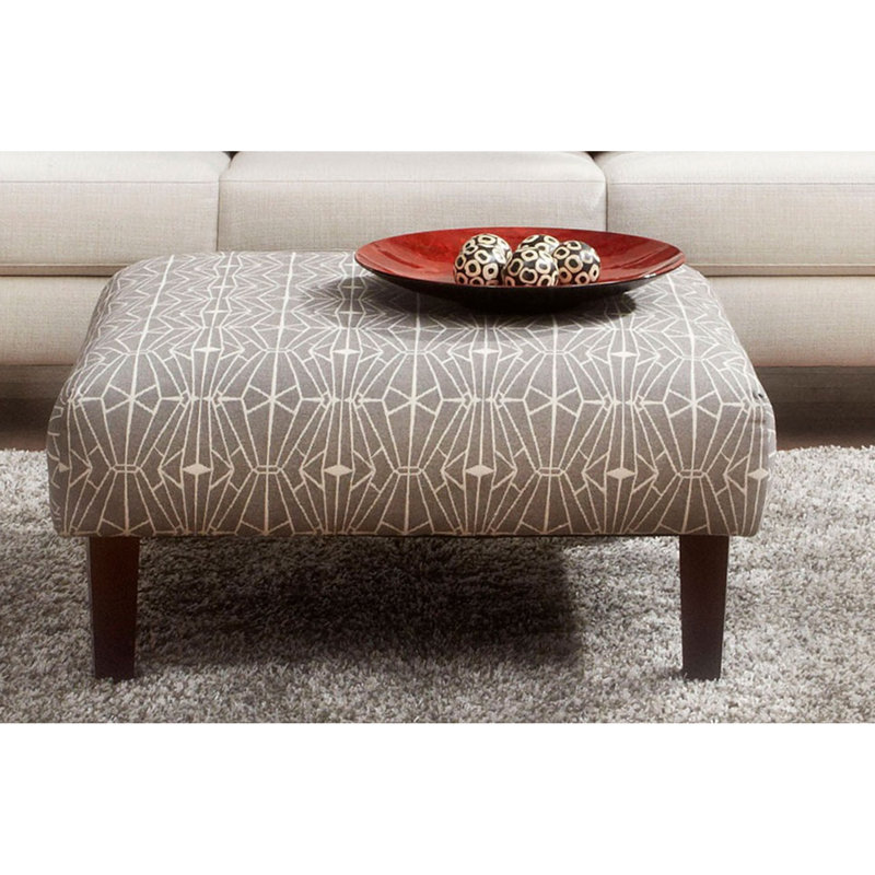 Repose-pieds carré de style contemporain avec motif triangulaire avec coussin en mousse haute densité et finition neutre