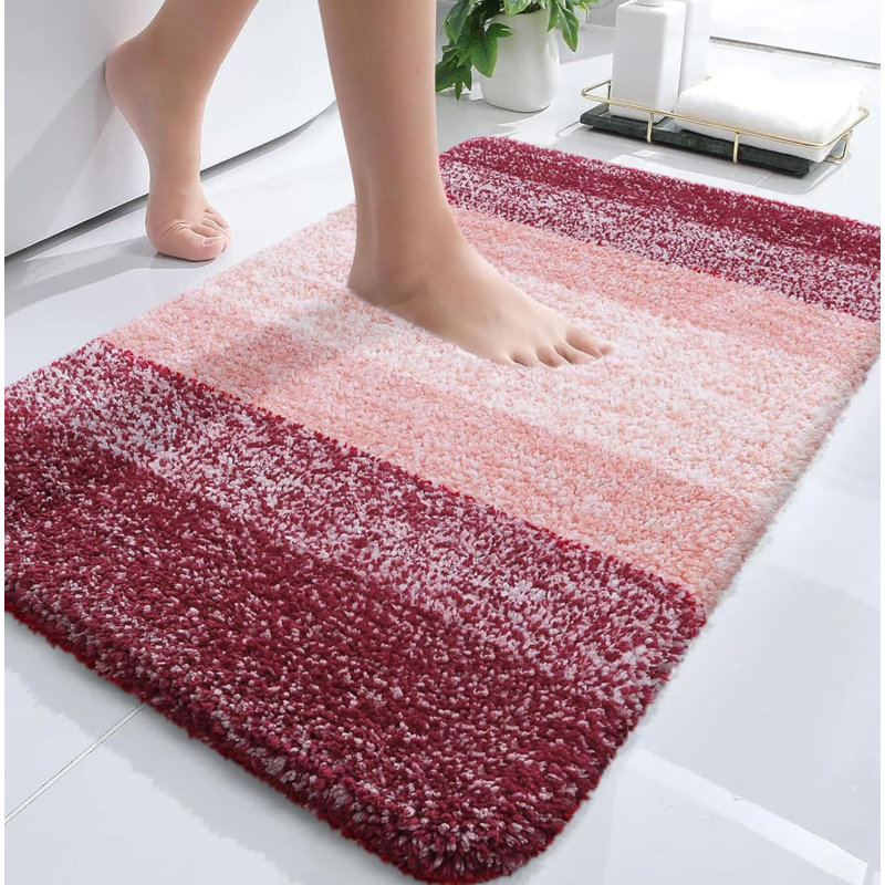 Microfiber, 40 x 60 cm, Non-Slip Super Absorbent, Red Rectangle Bath Rug