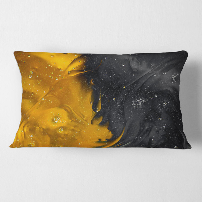 Rectangle, mariage de jaune et de noir - Coussin décoratif imprimé moderne