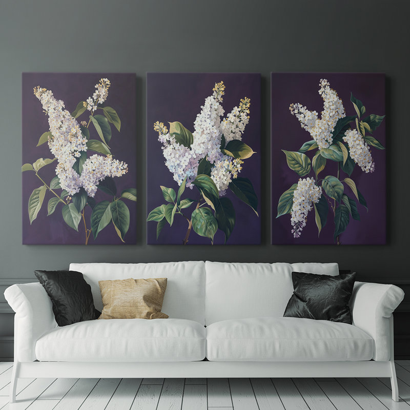 Série d'étude florale Lxxxx - ensemble de 3 toiles tendues avec châssis - prêt à être accroché, H 36 po x l 24 po