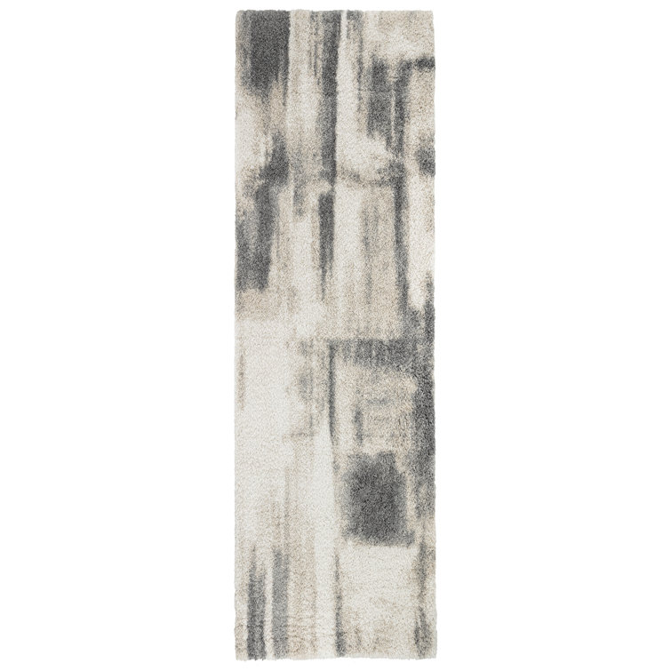 Clareon Abstract Machine Woven Polypropylene Area Rug in Gray