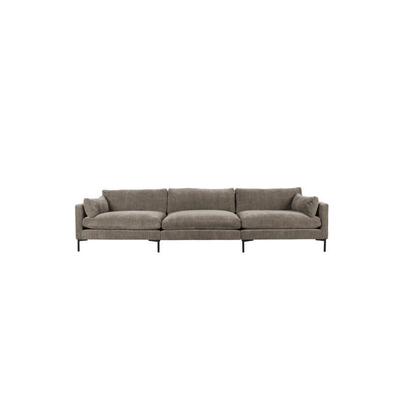 Canapé à accoudoirs carrés 132 po Summer, Mélange de polyester brun