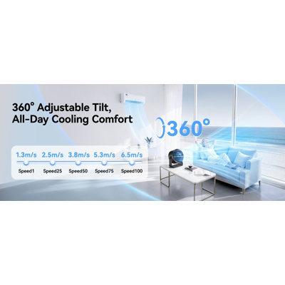 Kbndieu Desktop Fan with Digital Display Humidifier Function USB Rechargeable Fan Adjustable Speed Desk Fan with Tilt for Home Office Bedroom