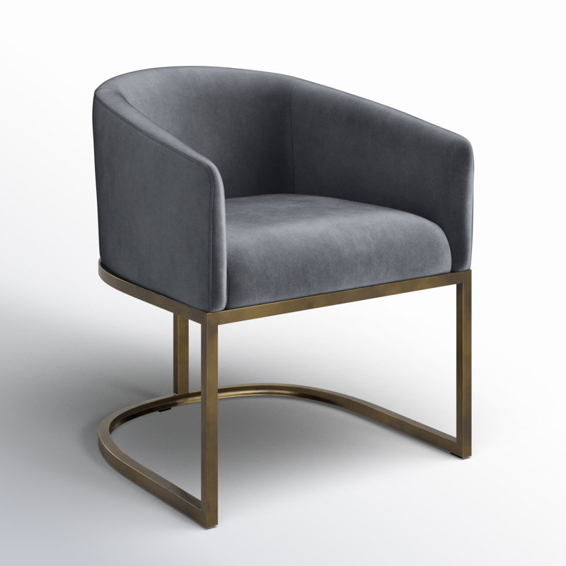 Chaise avec accoudoirs rembourrée en tissu Wiley, Gris