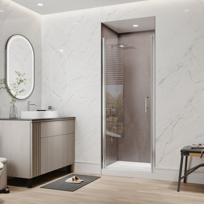 30"-32"W X 72"H Semi-Frameless 180° Rotatable Pivot Shower Door With 1/4 Inches Tempered Glass