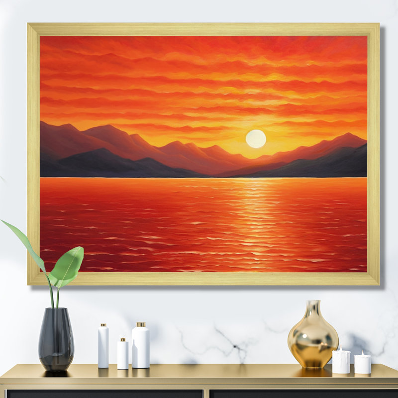 Orange jaune doré, coucher de soleil II - lever de soleil, impression d'art mural, H 34 po x l 44 po x P 1,5 po