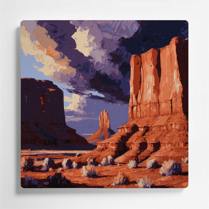 Art mural en métal mauve de style sud-ouest 111 Mesa and Butte