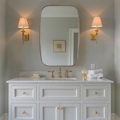 Modern Oblong Oval Bathroom Vanity Mirror | Stainless Steel Frame