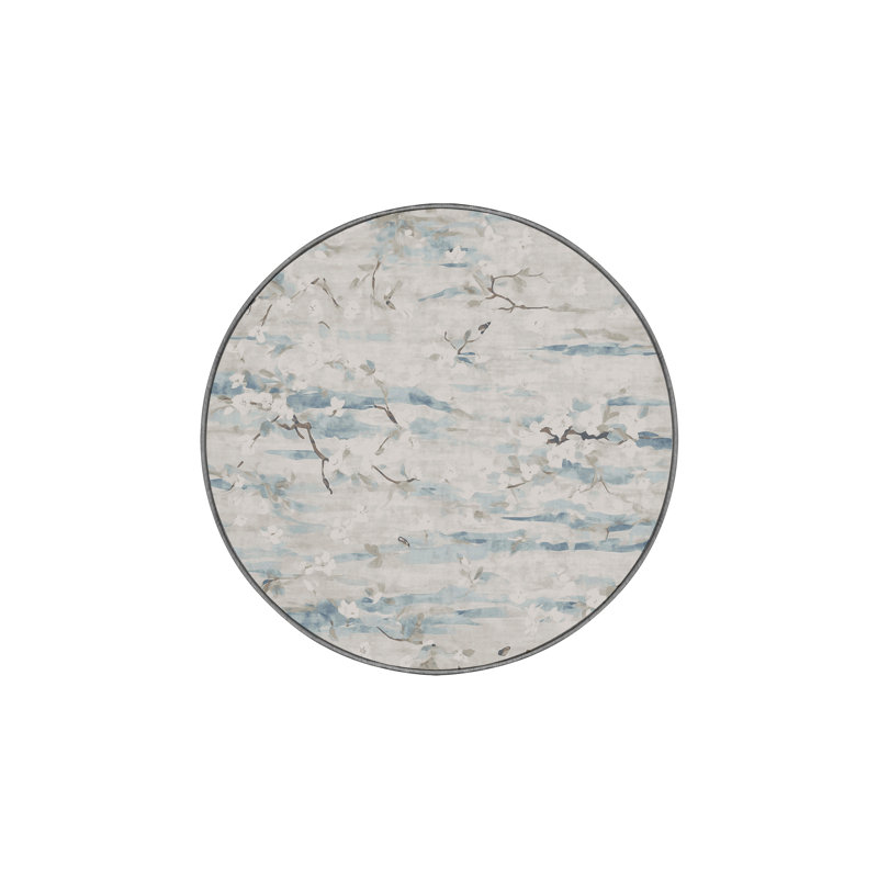 Machine Washable Gray Area Rug, Round 7'