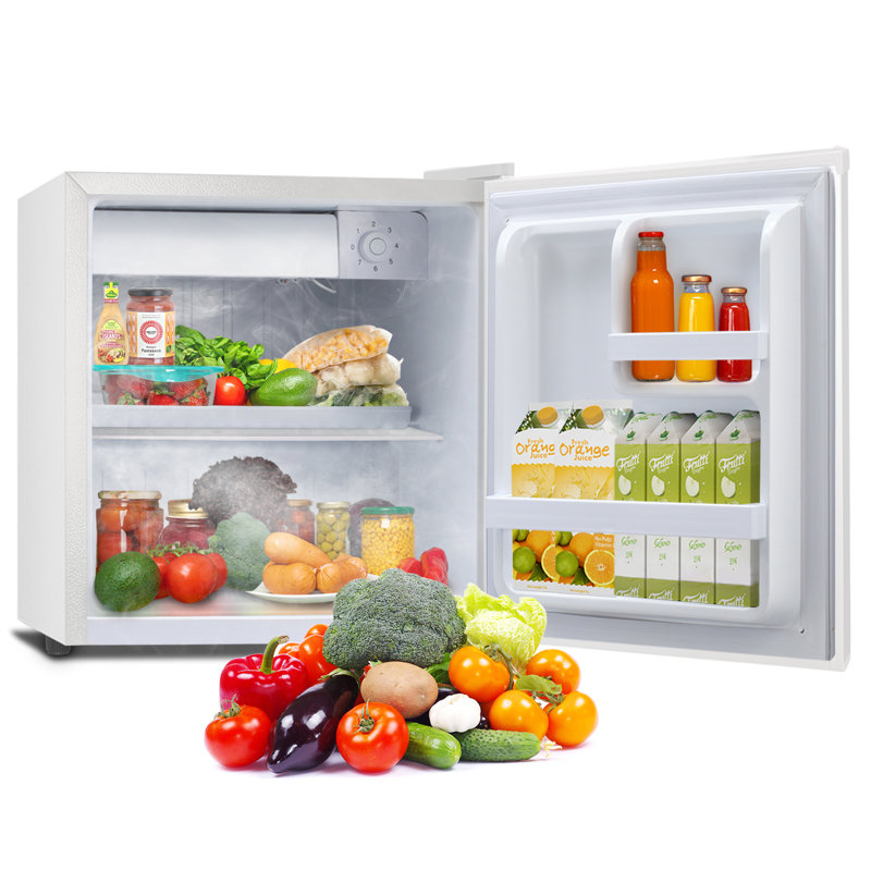 COWSAR 1.6 Cubic Feet Portable Freestanding Silent Mini Fridge With Freezer, Reversible Door,Defrosting, White