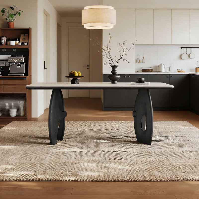 Table rectangulaire en pierre frittée French French, H 29,5 po x L 70,9 po x l 35,4 po