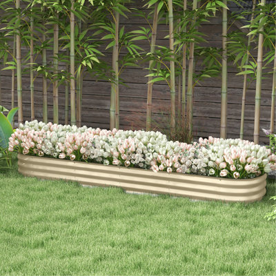 Lit de jardin en métal galvanisé 7,9 pi x 2 pi 1 pi avec jardinière auto-drainante