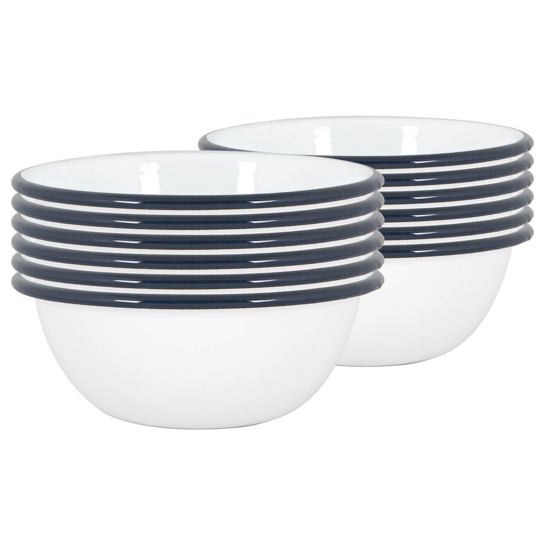 Argon Tableware - White Enamel Bowls - 16cm - Set of 12
