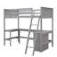 Lit mezzanine simple en bois avec bureau et tablettes de rangement - Lit mezzanine peu encombrant, gris