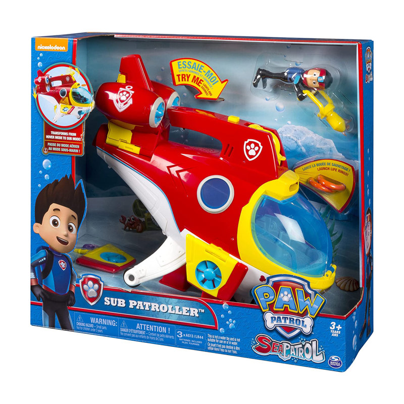 Paw Patrol Sub Patroller, véhicule transformateur avec lumières, sons et lanceur