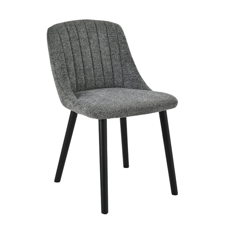 48.5cm H Upholstered Dining Chairs With Wooden Legs, 4, Grey Chenille/Black