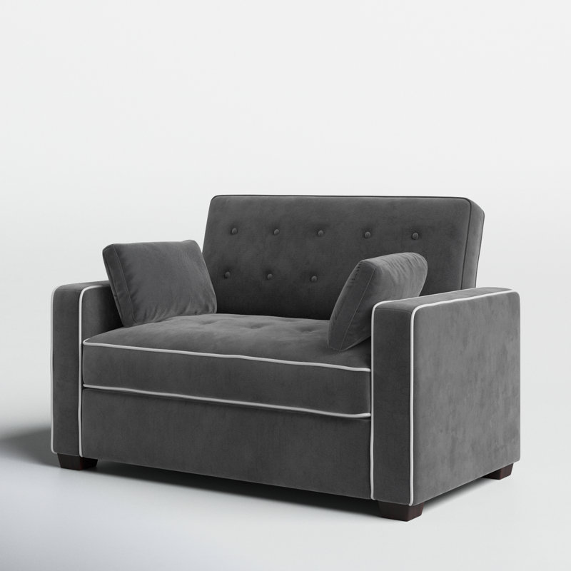 Barton Upholstered 66.5'' Sofa Bed, Grey Microfiber