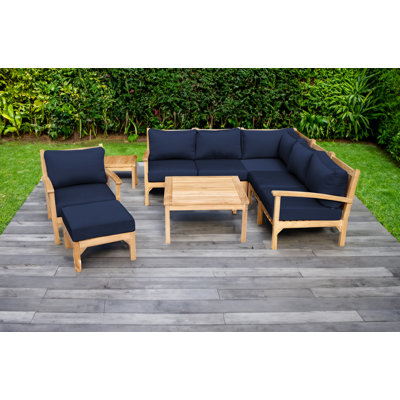 Ensemble de conversation modulaire en teck 4 pièces avec coussins Sunbrella Huntington