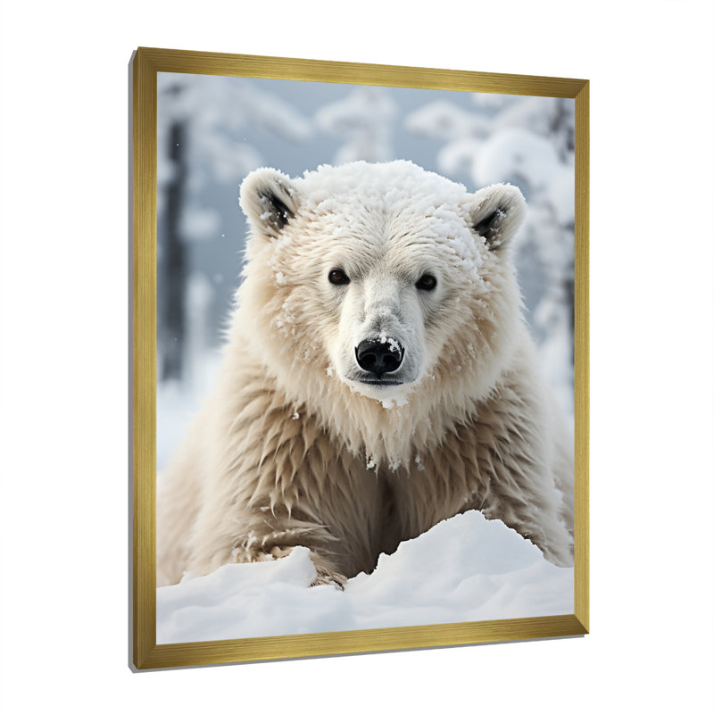Beckah Alaska, rencontre polaire sur toile, H 20 po x l 12 po x P 1 po, Encadrement doré