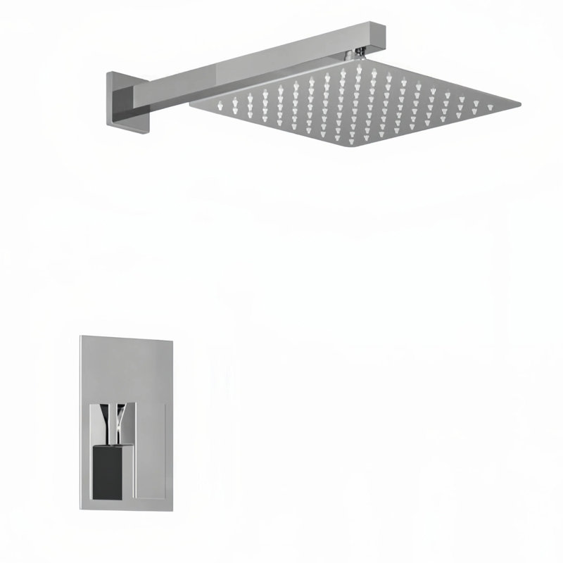 Crozet Rain Shower Head with Pressure Balance Valve, 10-Inch Single-Function Wall-Mount Shower Faucet 1.8 GPM