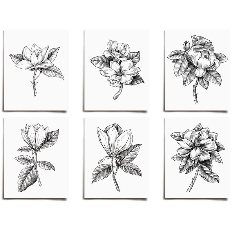 Ensemble de 6 pièces sur papier, H 8 po x l 8 po