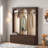 Farmhouse Wooden Style Hall Tree With Arched Design, Bench, 8 Retro Hooks, And 3 Drawers-707761745