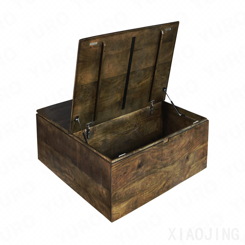 Grande table basse à coffre rustique