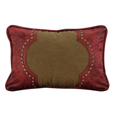 18x18 Inch Pillow Brown Cotton & Faux Leather With Polyester Fill