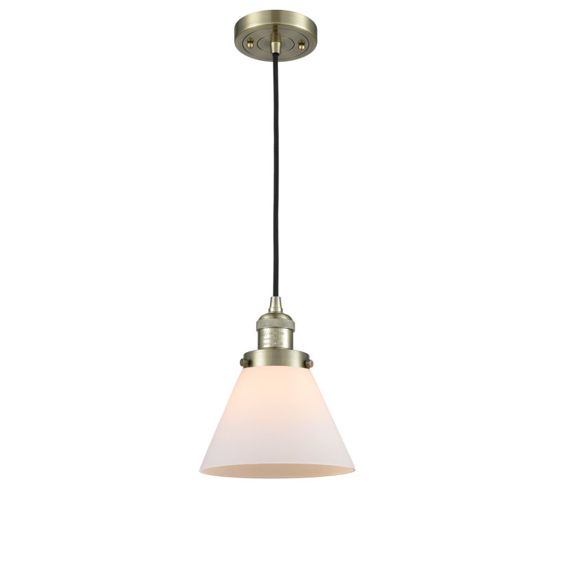 Pompa 1 - Light Single Pendant, Antique Brass, Matte White Cased, 9.13" H x 7.75" W x 7.75" D