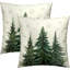 Housses de coussin en pin 18 x 18 po, housses de neige décoratives d'hiver vert forêt