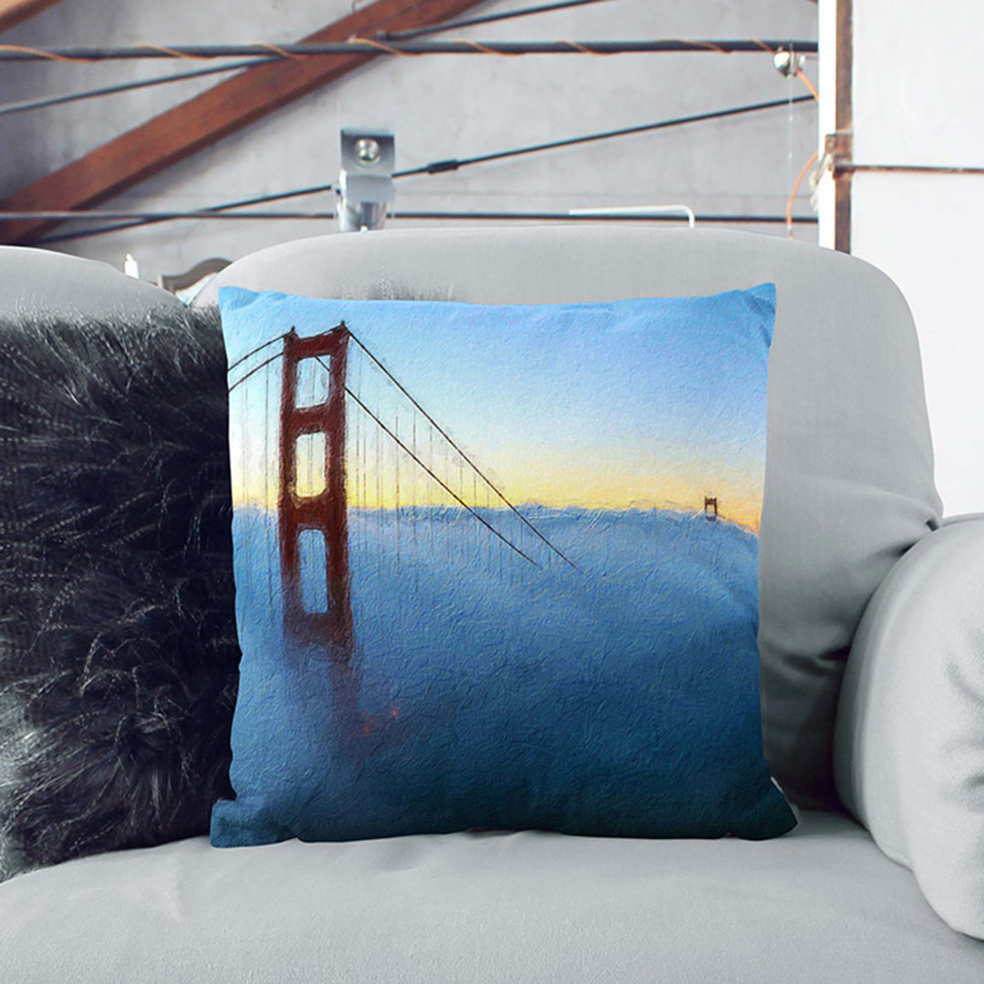 Golden Gate Bridge in the Clouds Cushion with Filling