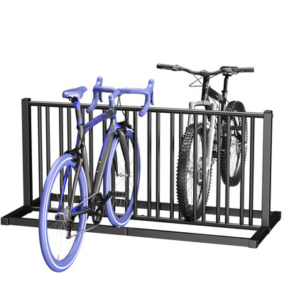 10-Bike Freestanding Grid Floor Bike Rack, Heavy-Duty Steel Double-Sided Bicycle Parking Stand, Weatherproof Garage & Commercial Organizer