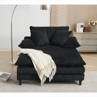 Chaise longue surdimensionnée ajustable en velours côtelé noir l 54,75 po Living Room Relaxation