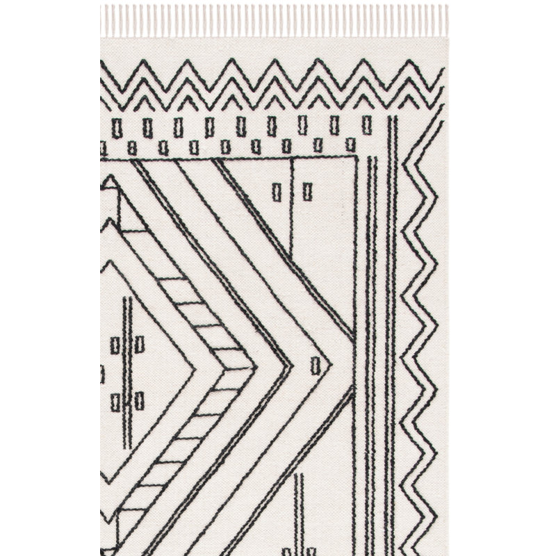 Tapis d'intérieur ivoire / noir Deaver, Rectangle 4 pi x 6 pi