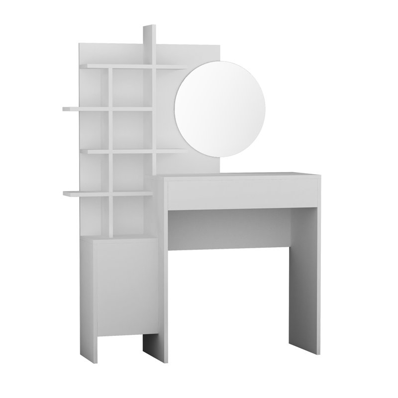 Brecken Dressing Table with Mirror, White