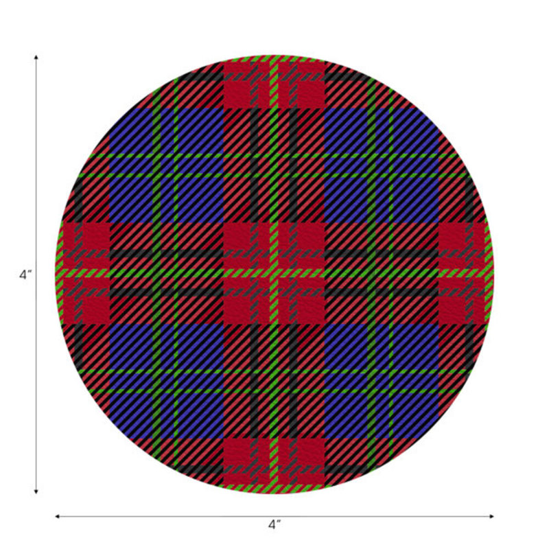 Sous-verres ronds tartan en cuir végétalien bleu, Bleu