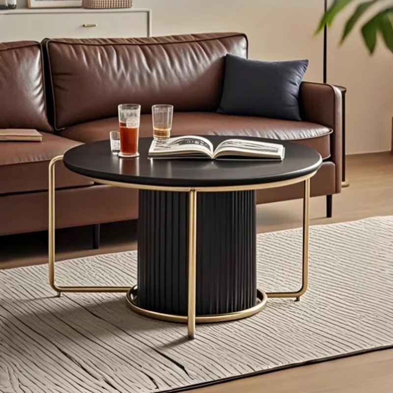 Table basse rétro et simple en bois massif, Noir