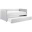 Lit de jour avec couchette en tissu gris, fabrication en bois, couchette moderne, tache calme-1245417821
