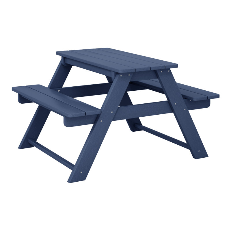 Kids Outdoor Poly Picnic Table, Navy
