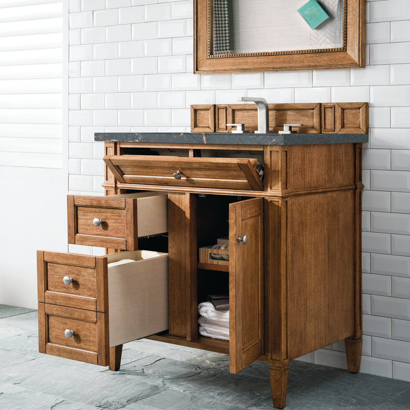 Brittany 30'' W Single Vanity, Saddle Brown, Parisien Bleu, 8" Widespread