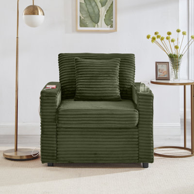Comfortable Fluffy Corduroy Lazy Sofa, Storage Space For Big Single Chair Soft Chaise Lounge With Ottoman And Table Board,Suitable For Chailiving Room,Apartment