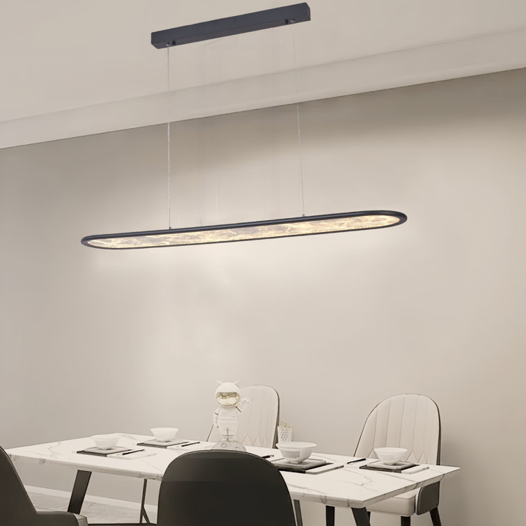 1- Light Modern LED Chandelier Matte Black Dimmable Linear Pendant Light with Remote