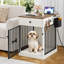 Meuble de rangement pour chien 24,6 po avec rangement et chenil d'intérieur pour chien | Caisse pour petit chien avec station de charge, meuble pour chenil et table d'appoint avec rangement pour petits chiens, brun blanc-129169919